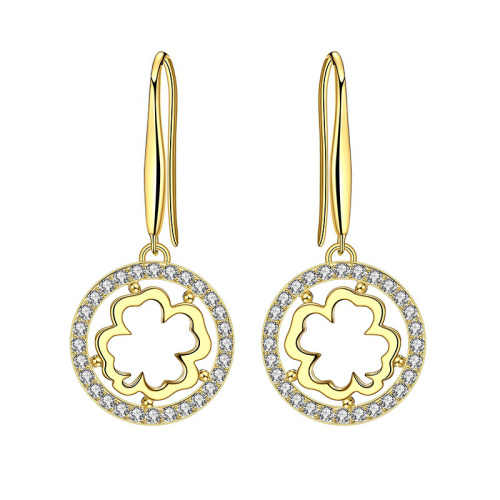 925 Silver Clover Fancy Earrings 9Ct Gold Earrings